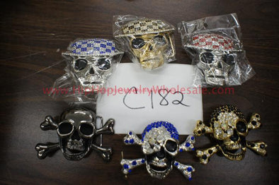 C182 (100) Assorted Premium Skull Bling Belt Buckles