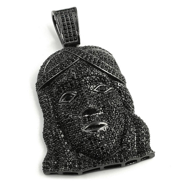 Black Jesus Piece CZ Full Micro Pave